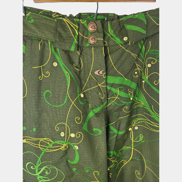 Salomon Snowlicious Women's Green Printed Cargo Clima Pro Snow Pants Size Small - Picture 4 of 13